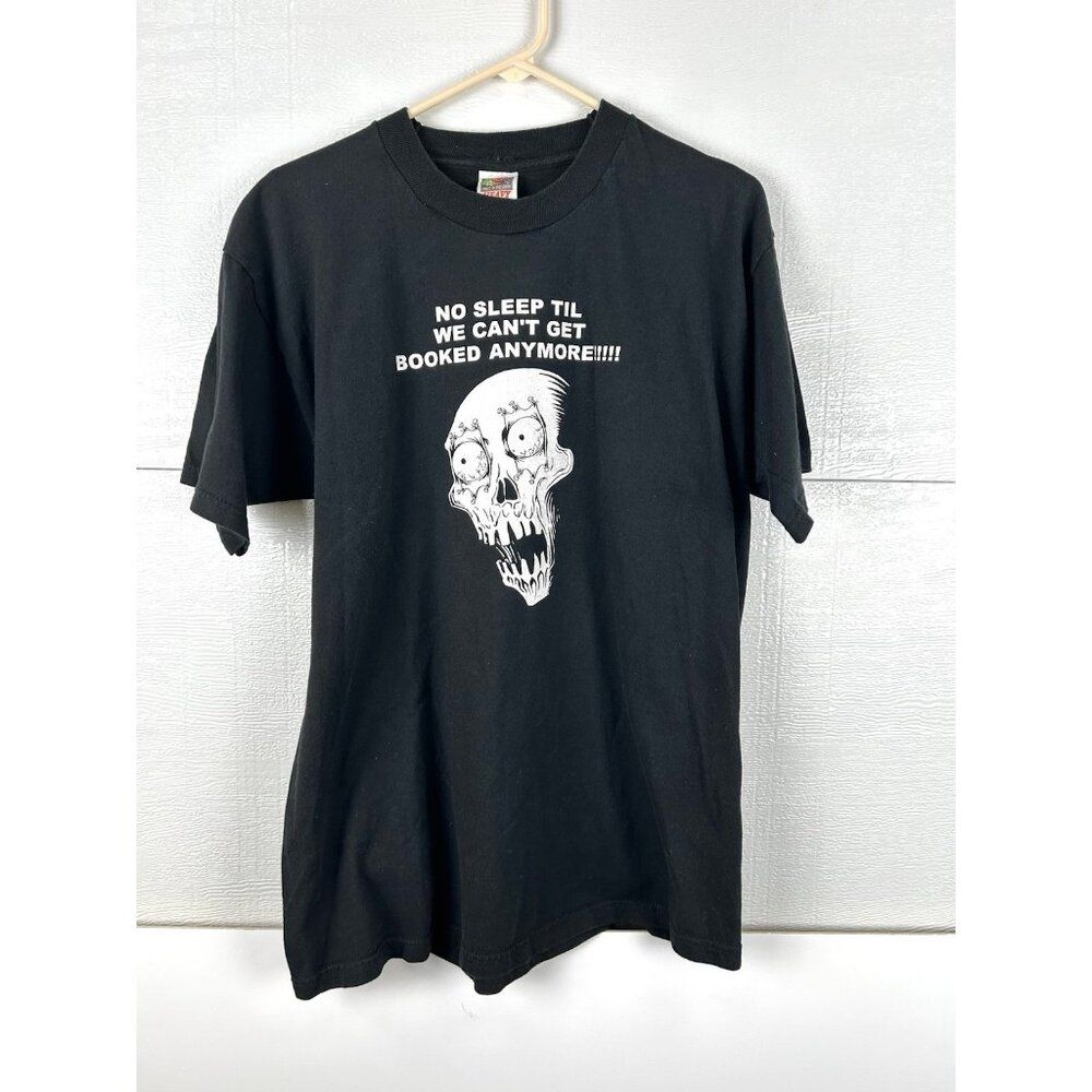 No Sleep Until We Can’t Sleep Anymore Skull Black Short Sleeve Shirt Men's Large